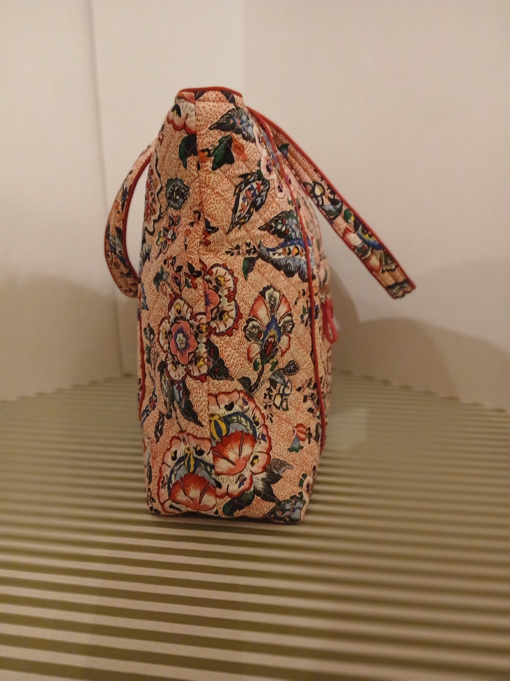 Floral Quilted Tote Bag in Peach Pink - Picture 8 of 15